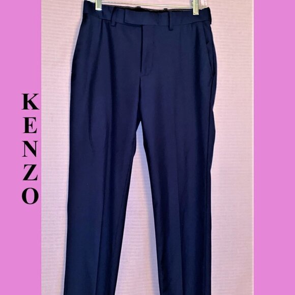 NEW WITHOUT TAGS KENZO 30" WAIST 26" INSEAM COBOLT MENS LINED DRESS PANT - Picture 1 of 8